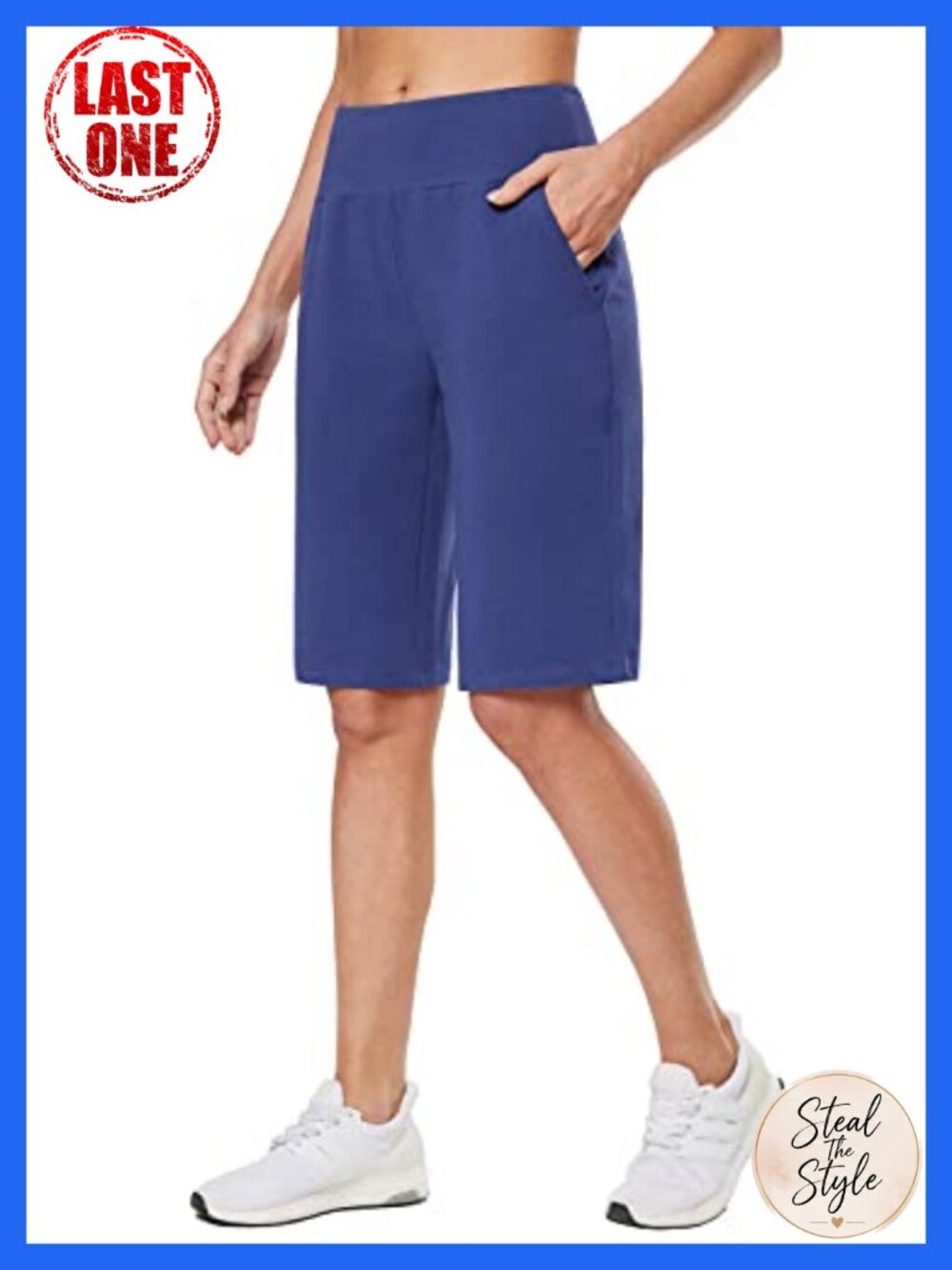 Women's Bermuda Shorts Cotton Knee Length Athletic Casual High Waist with